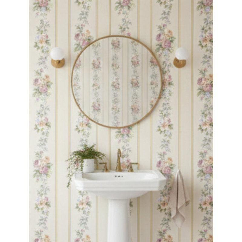 Rouleau de papier peint lisse L 32,7 pi x l 20,5 po Clarksville, Jaune / beige / rose