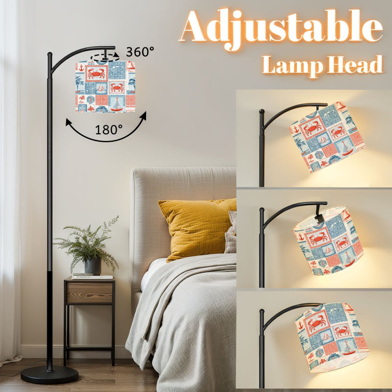 Lampe sur pied à arc avec abat-jour réglable Nautical