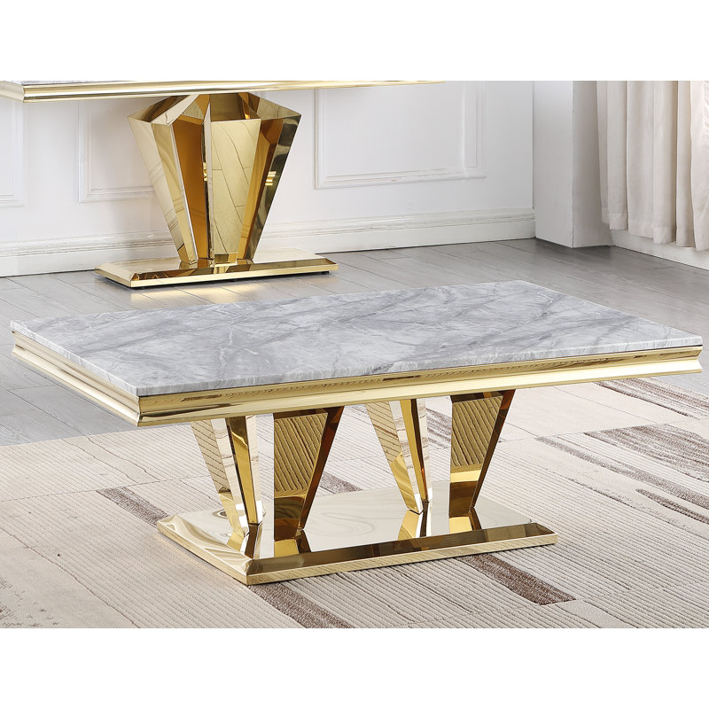 Zerriah 51" Marble Top Coffee Table , Gold