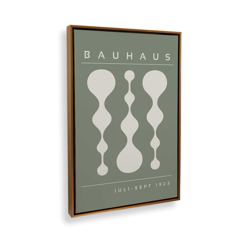 Affiche verte rétro Bauhaus II, H 48,75 po x l 32,75 po x P 1,75 po, Reproduction encadrée sans passe-partout, Or poli