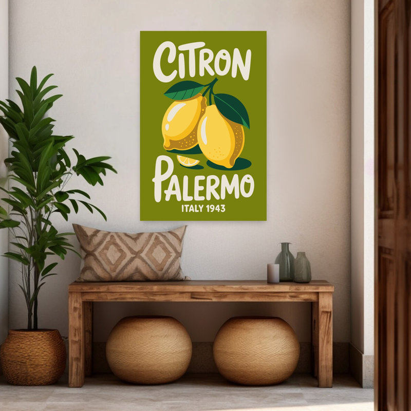 «Palermo Lemon Delight», art rétro rétro paysage de fruits, H 48 po x l 32 po