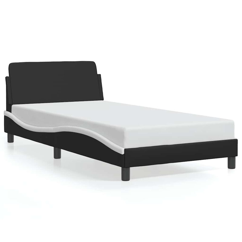 vidaXL Bed Frame Dover Black and White 100x203 cm Faux Leather, Twin XL, Black/White