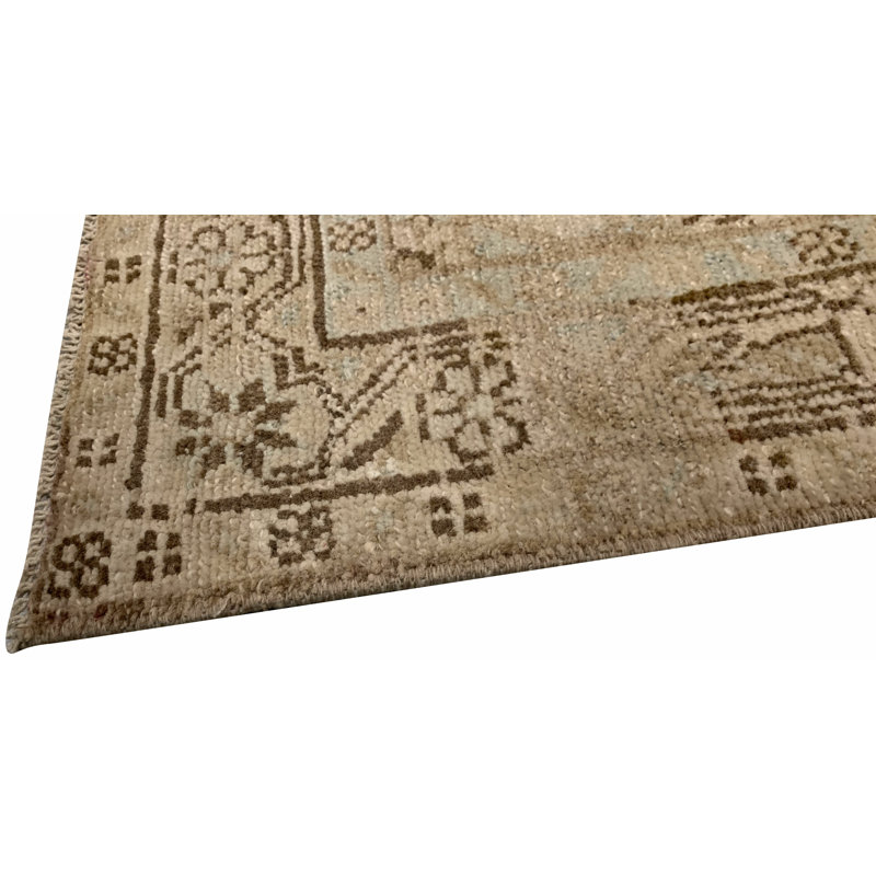 Keleh One-of-a-Kind Runner 3' X 9'7" 1940s Runner Wool Area Rug in Beige/Ivory/Taupe