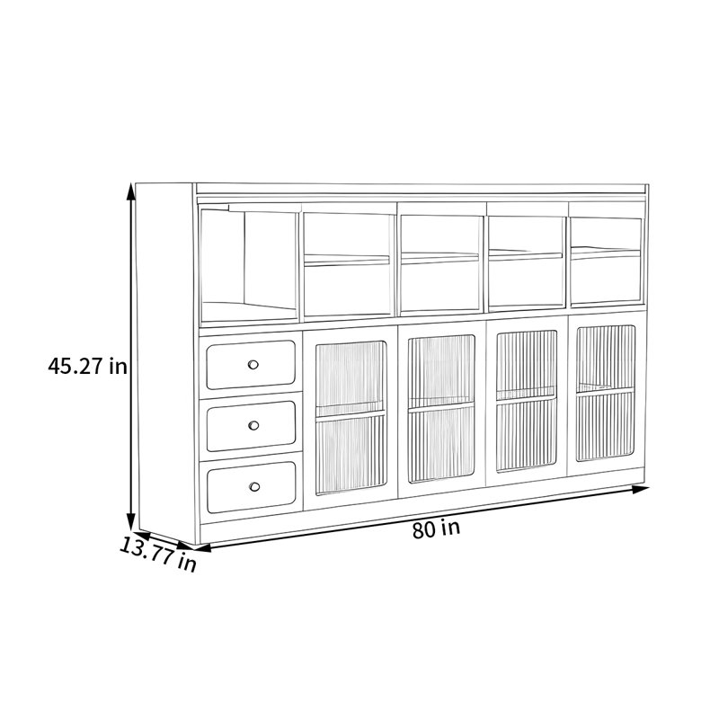 Buffet de rangement Mid Mid, H 45,27 po x l 80 po x P 13,77 po
