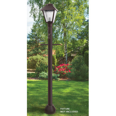 Solus 6 Ft. Surface Mount Lamp Post with Decorative Cross Arm, Convenience Outlet and Aluminum Base Cover