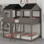Wood Bunk Bed With Roof, Window, Guardrail-1492510295