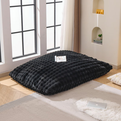 3 In 1 Bean Bag Chair For Adults, Plush Fluffy Bean Bag Couch W/High-Density Memory Foam Filling, Convertible Floor Sofa To Mattress For Dorm, Apartme by Latitude Run