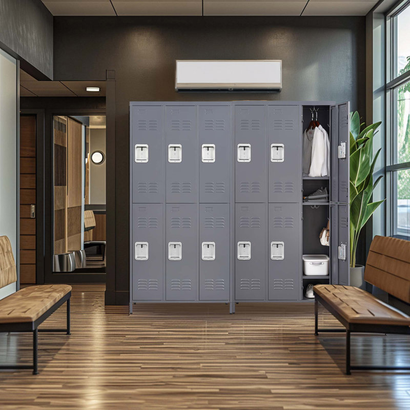 Casier en métal à 6 portes de 72 po avec serrure pour employés et armoire de rangement Roseboro