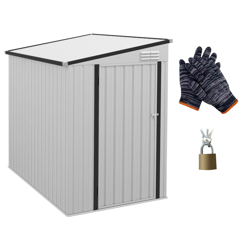 Metal Lean-to Storage Shed, White, 72"H x 48"W x 72"D