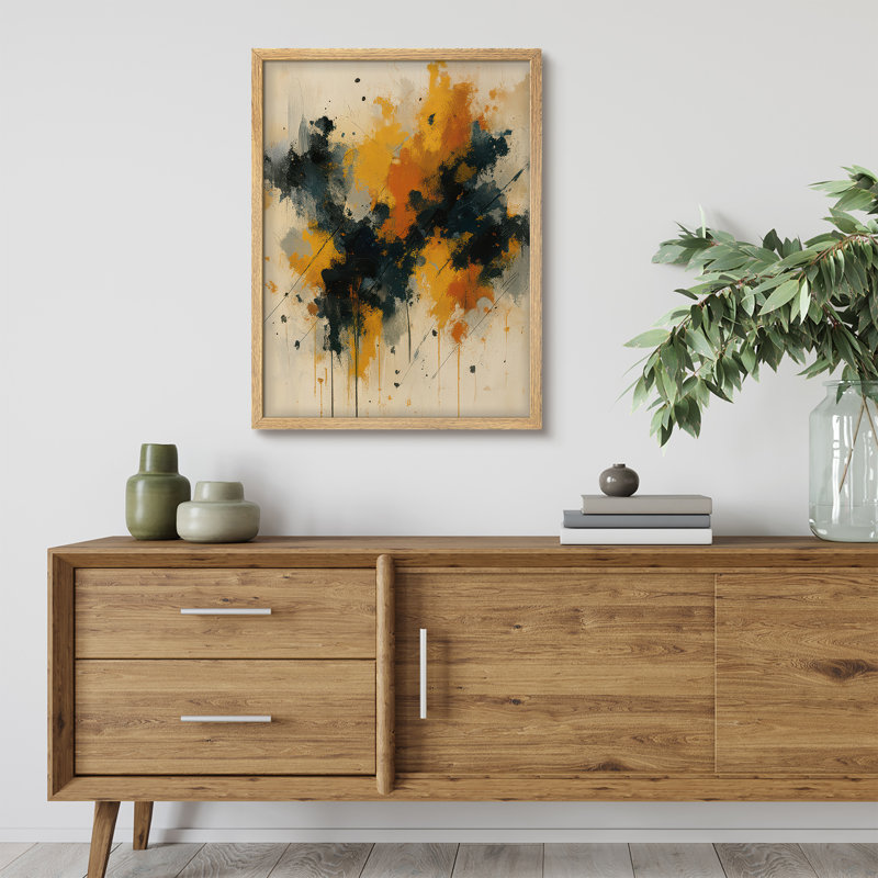 Reproduction d'art encadrée abstraite pour décoration intérieure moderne - 11 po x 14 po, Naturel, H 14 po x l 11 po