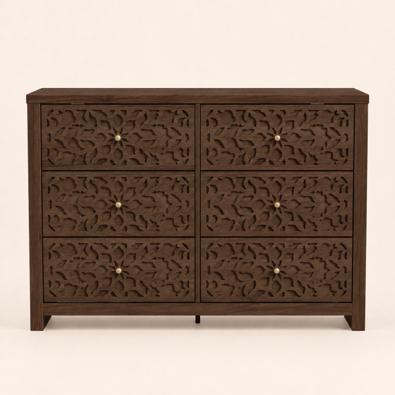 Commode 6 tiroirs L 45,4 po Lukasik, Noyer royal