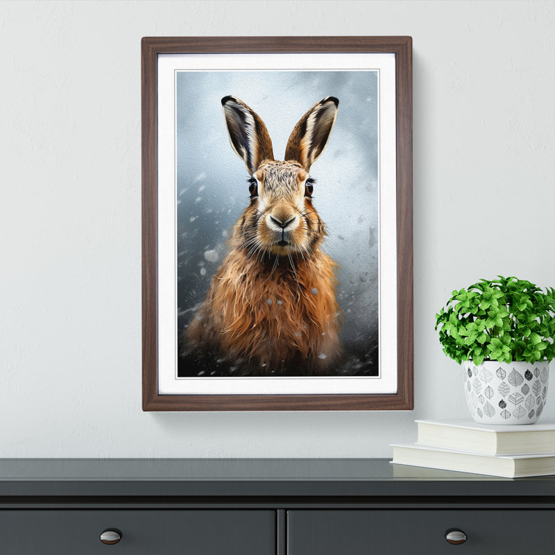 Hare Digital No.2 - Single Picture Frame Print on Wood