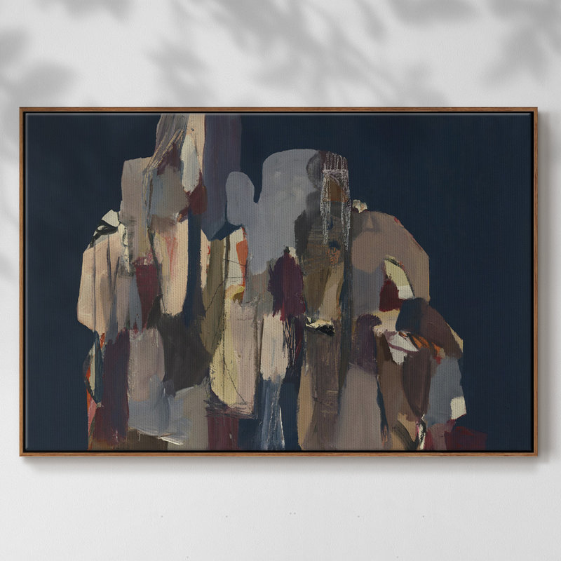 Dezmand " Untitled ", Walnut Framed Canvas, 41" H x 27" W x 2" D