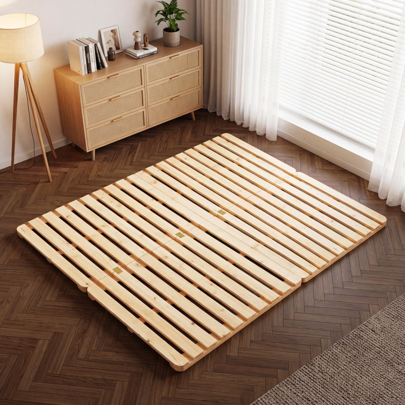 Solid Pine Wood Foldable Slatted Bed, Japanese Bed Frame, Beds Plate for Floor, Tatami Bed Board, Queen