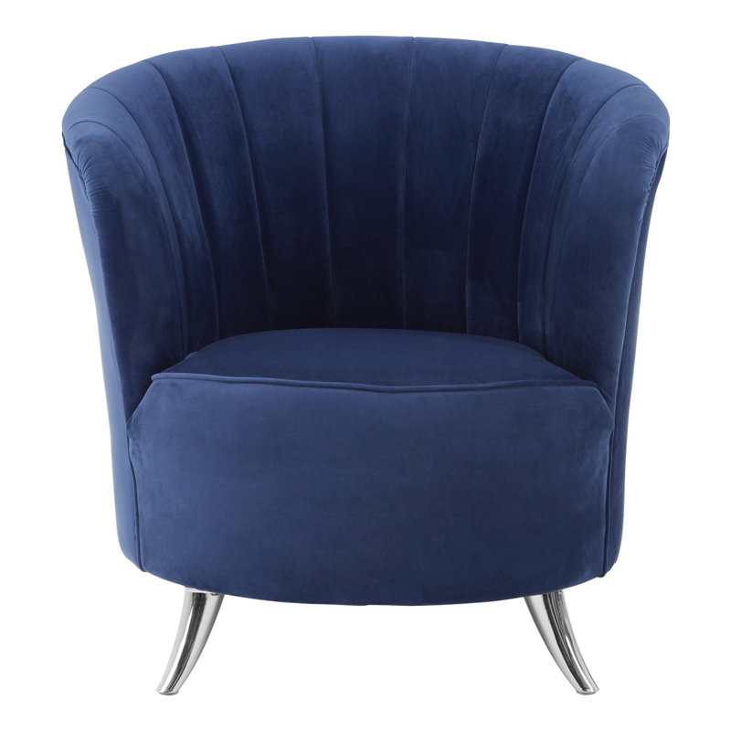 St. Charles Upholstered Barrel Chair, Midnight Blue Velvet
