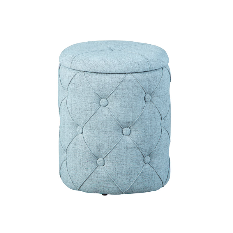 Hakizimana 34cm Wide Tufted Round No Pattern Ottoman with Storage, Grey