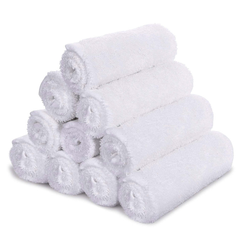 10 Packs Rayon From Bamboo Washcloths, White