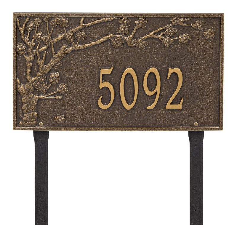 Plaque d'adresse sur 1 pelouse Spring Blossom, Bronze/Doré, Oui