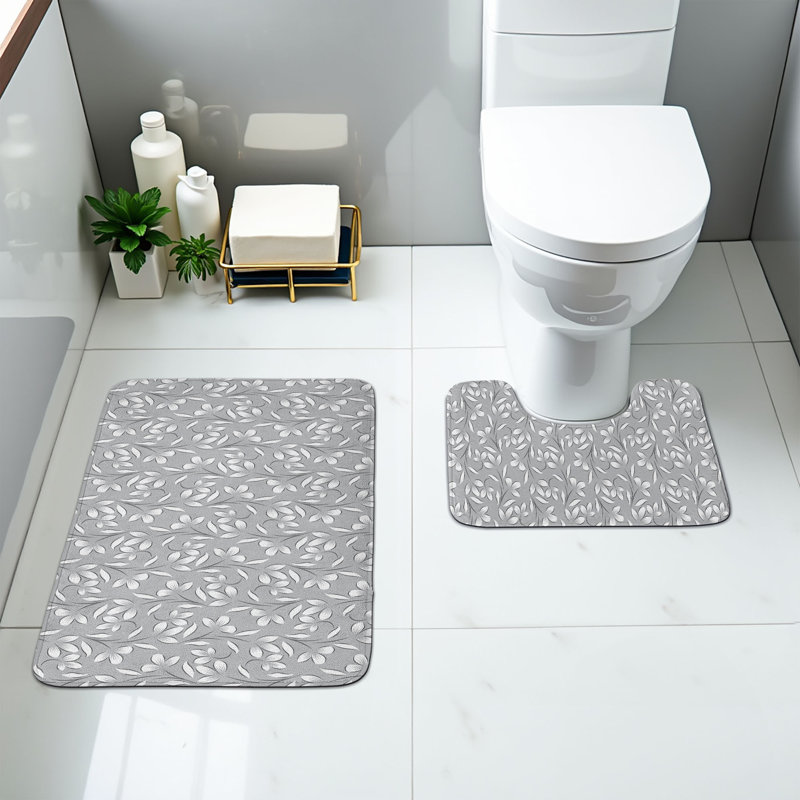  Ensemble de tapis de salle de bain gris 2 pièces