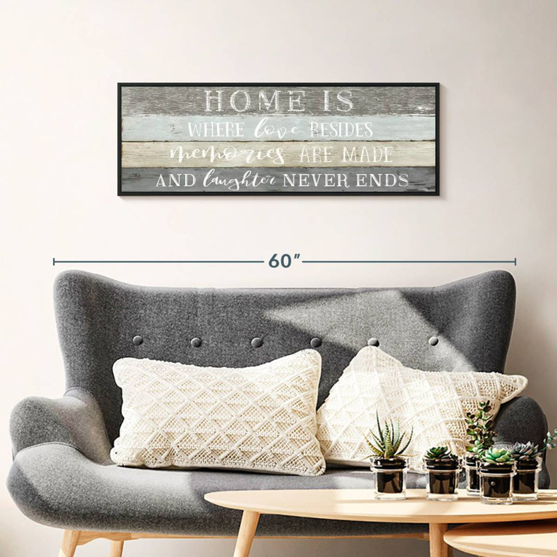 Home Is Where Love Resides Wall Sign, Floating Frame Black, 37" X 13"