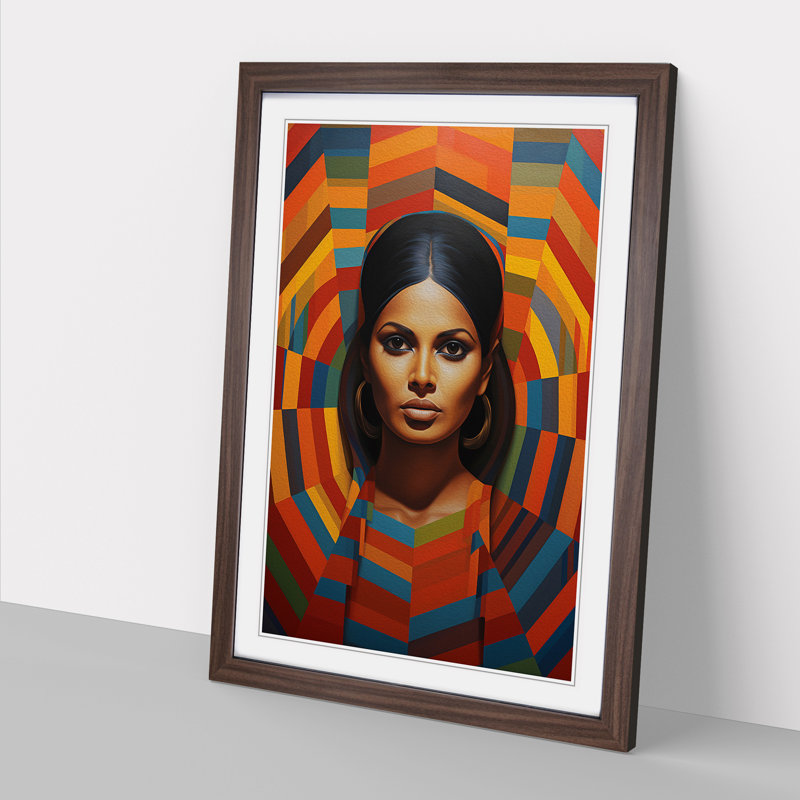 Indian Woman Op - Framed Print, Walnut Framed, 64cm H x 46cm W x 2cm D