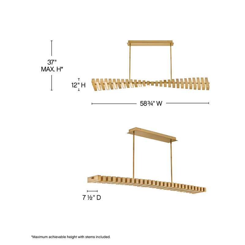 Stitch Steel Dimmable LED Chandelier, Lacquered Brass