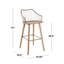 Tabouret de bar à hauteur fixe en bois blanchi et métal cuivré antique avec repose-pieds carré