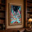 Tableau sur toile représentant une grotte de cristal fantastique turquoise et rose-738277907