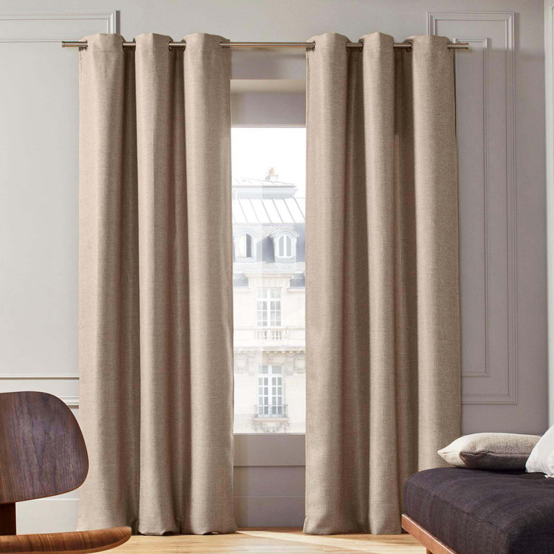 Hearns Room Darkening Single Curtain Panel, 350 W x 277 D cm, Light Beige
