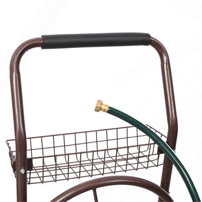 Dévidoir de boyau d'arrosage robuste en métal avec roues, support pour boyau d'arrosage extérieur (capacité de 76 m)