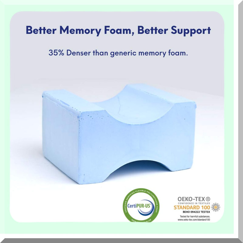 OrthoAlign Memory Foam Knee Pillow - Large Size for Side Sleepers with Hip, Pregnancy, Sciatica, and Back Pain Relief - Contour Wedge for Healthy Alignment while Sleeping