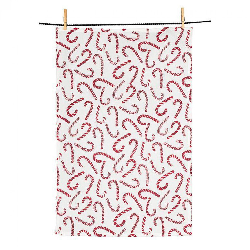 Candy Canes Patterned Tea Towel