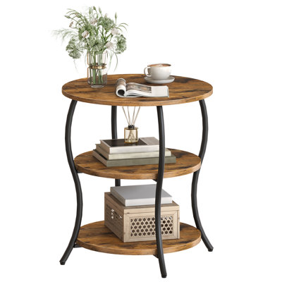 23.4'' Tall Round End Table with Shelves