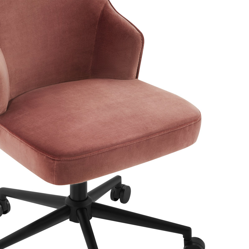Chaise de bureau Miller, Velours brun rougeâtre Falkirk