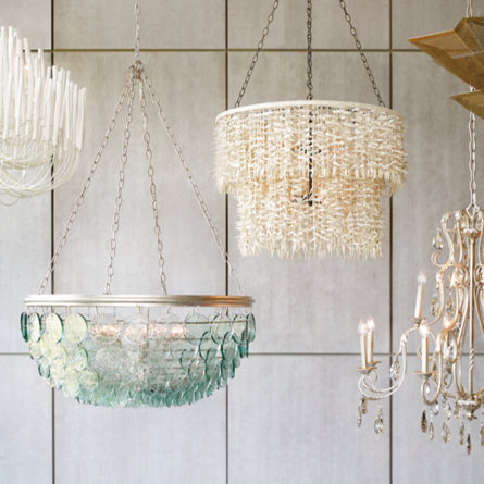 Variety of hanging chandeliers.