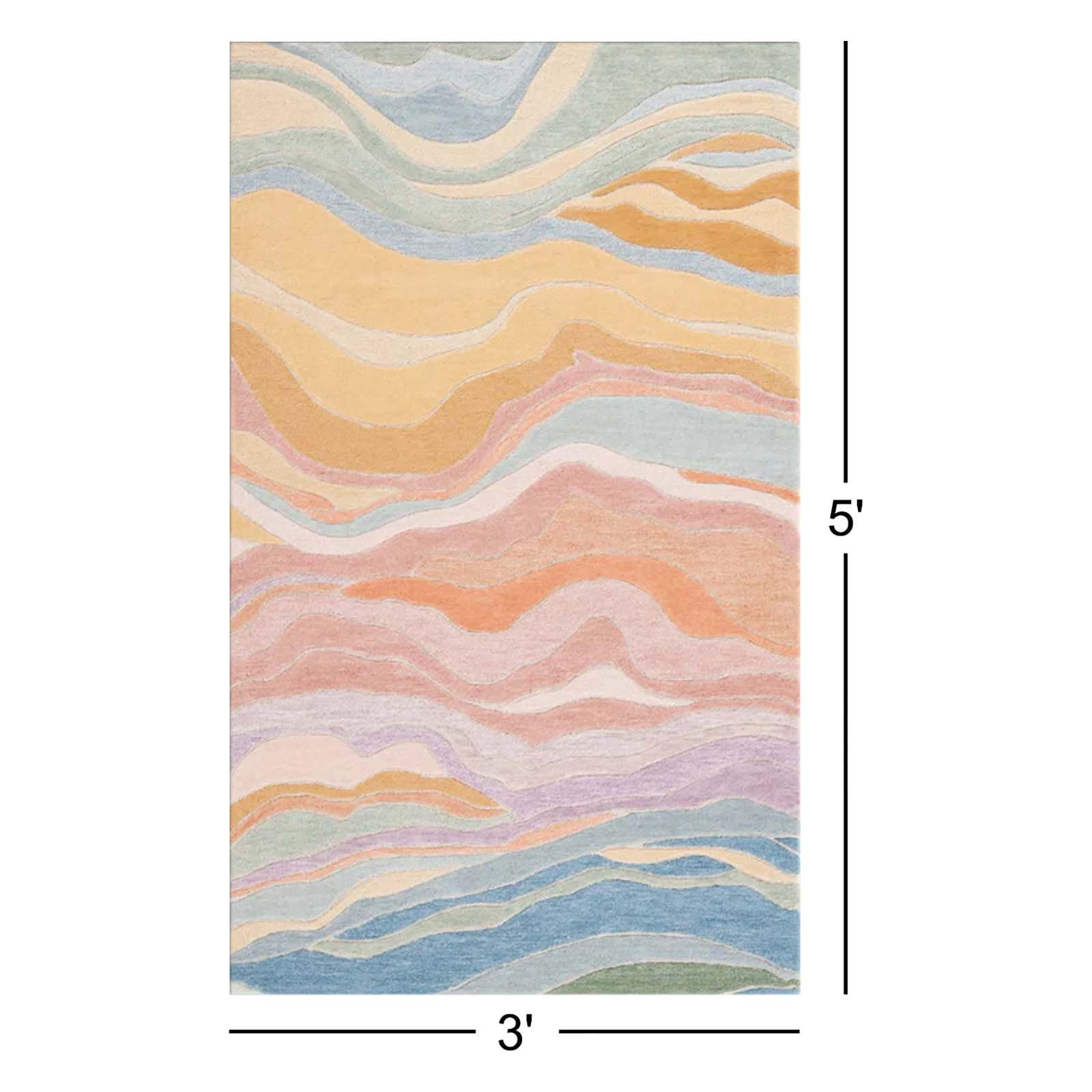Hand-Tufted Abstract Rug, Rectangle 3' x 5'