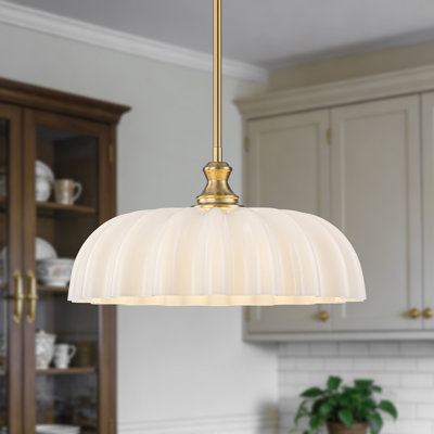 1-light Modern Pendant Light With Milk Glass