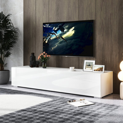 Étagère de salon multimédia avec espace généreux - Finition meuble télé de style blanc moderne
