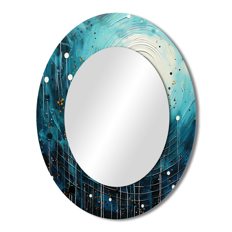 Miroir mural moderne bleu Minimalisme Moon II, 43 po x 33 po