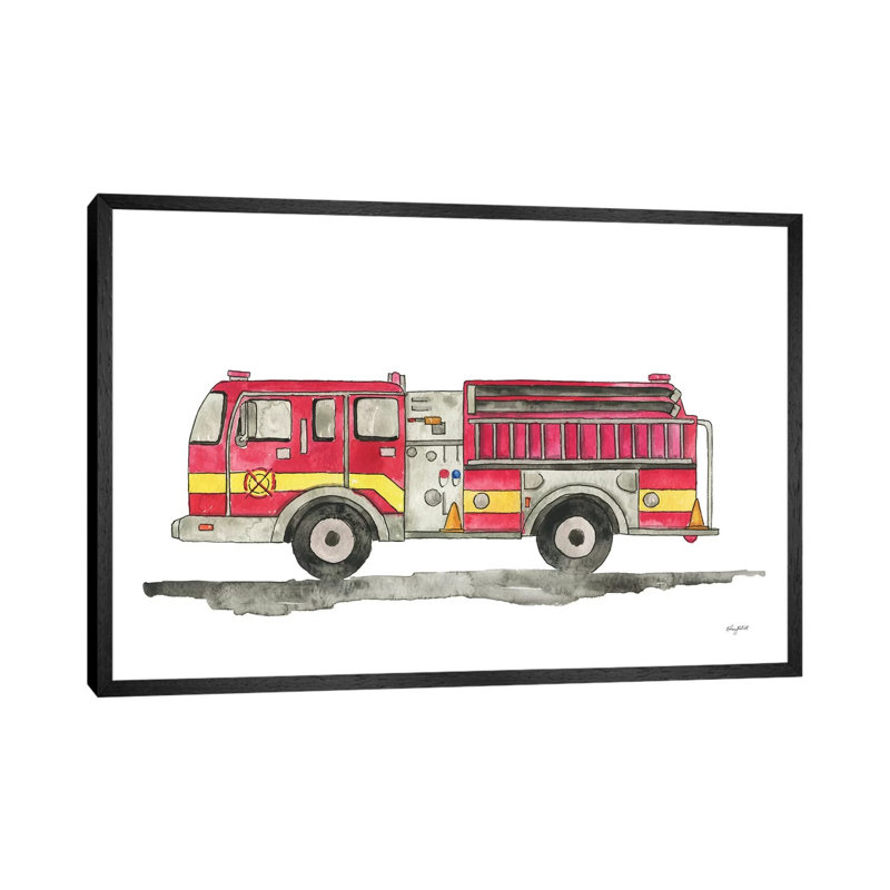 Fire Truck by Kelsey McNatt - Painting on Canvas, 152.5 cm H x 101.5 cm W, Black Framed