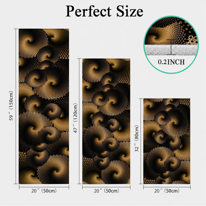 Swirl Pattern Non-Slip Washable Kitchen Mats