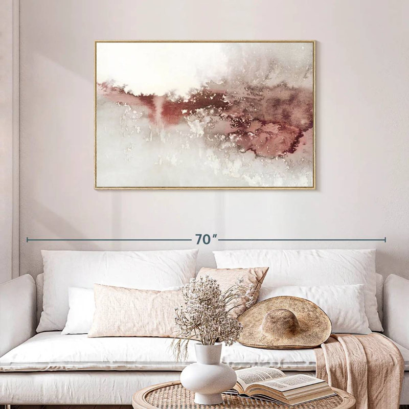 Douces vagues I, Cadre flottant en bois naturel, 43 po x 29 po