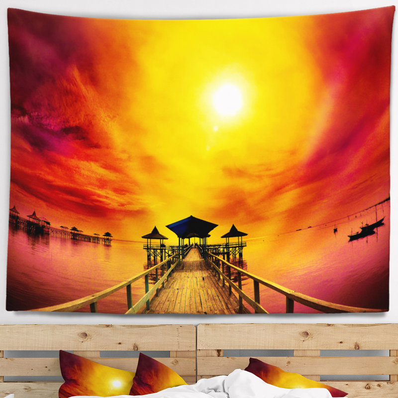 Tonnelle en bois exotique Sea Bridge sous un soleil jaune, H 32 po x l 39 po