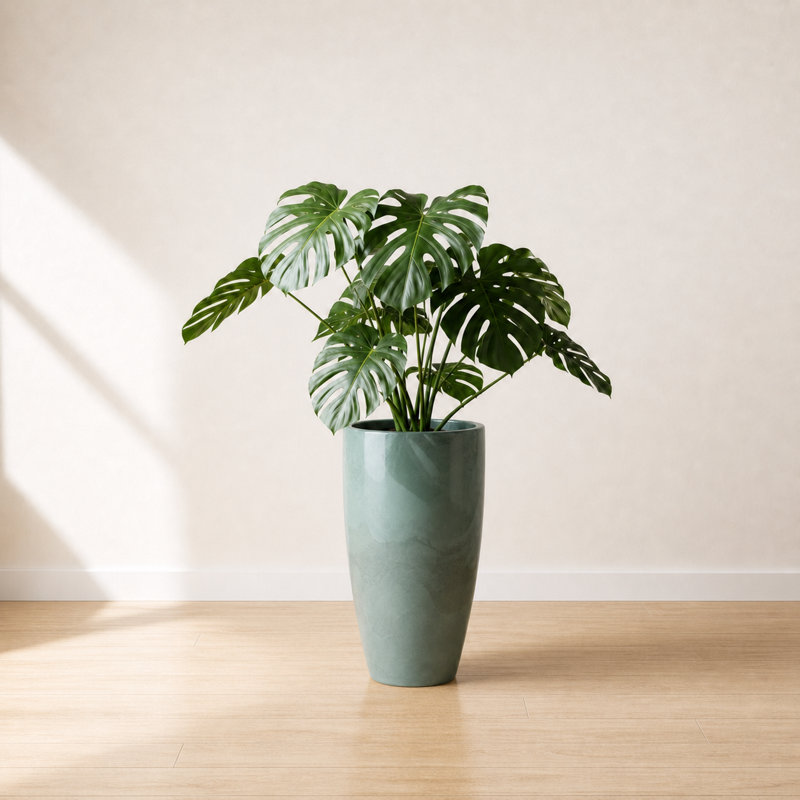 ECOBO Eco-Friendly Round Pot Planter, VicenzaIndoor/Outdoor use,Four Season Use, 20.9" H x 11.8" W x 11.8" D, Blue and Gray