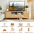 Heyer Large Wood Rattan TV Stand for TVs up to 75" with LED Light and Charging Station, Coastal Media Console Table, Multimedia Storage Furniture with 2 Drawers, Lighting TV Cabinet-87490487