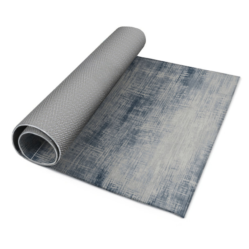Tapis gris abstrait intérieur et extérieur, Rectangulaire 3 pi x 5 pi
