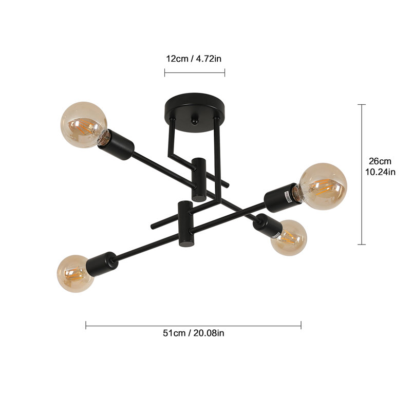 Black Sputnik 4-Light Flush Mount