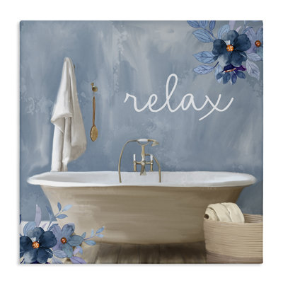 "Blue Floral Relax", art mural sur toile par Kim Allen