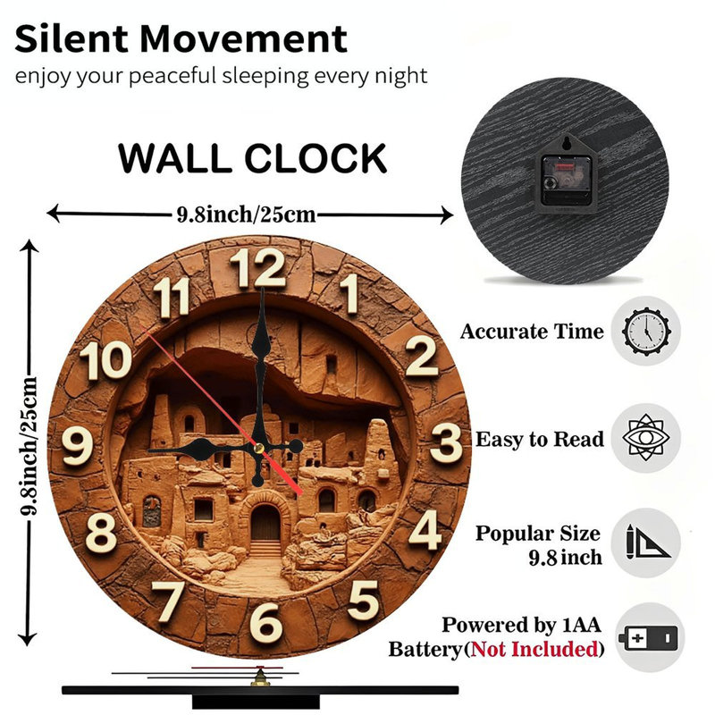 Horloge murale unique en grès sculpté