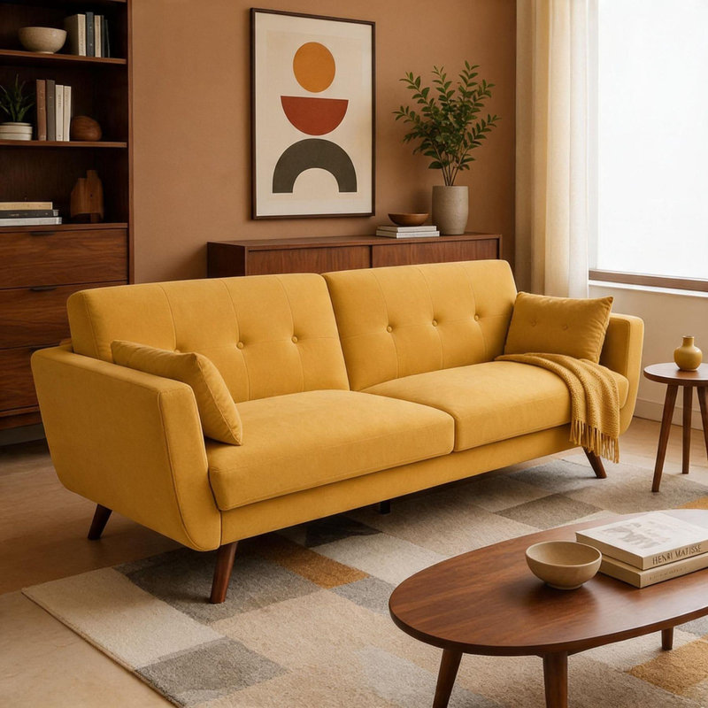 Oslo Gold Velvet 3 Seater Sofa Bed